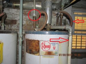 Improper plumbing connections for a water heater